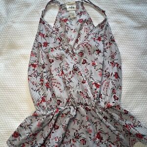 Daytrip‎ Women's Floral Striped Sleeveless Blouse V-neck Flowy Size Small Summer
